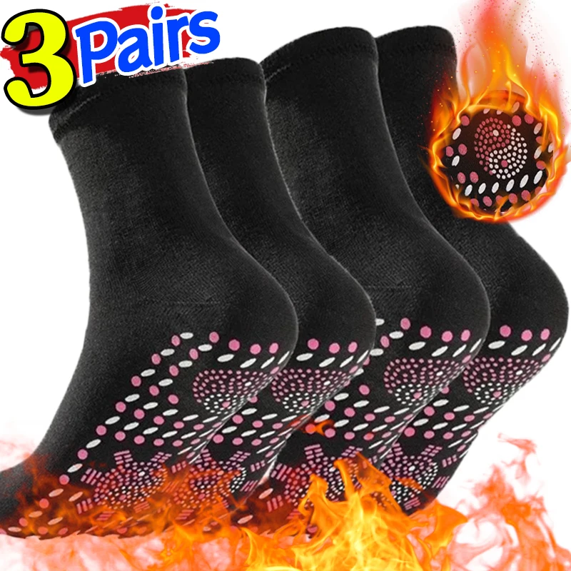 Winter Tourmaline Self-Heating Socks Warm Thermal Soft Elastic Thicken Sock Slimming Health Care Women Men Outdoor Cycling Socks