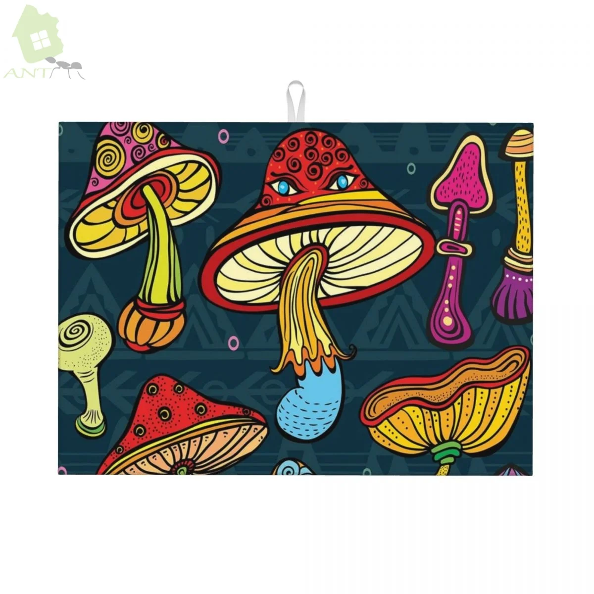 

Dish Drying Mat for Kitchen Counter, Mushrooms Ornate Doodles Dish Mat Microfiber Drying Pad Dish Drainer Mats 18x24 Inch