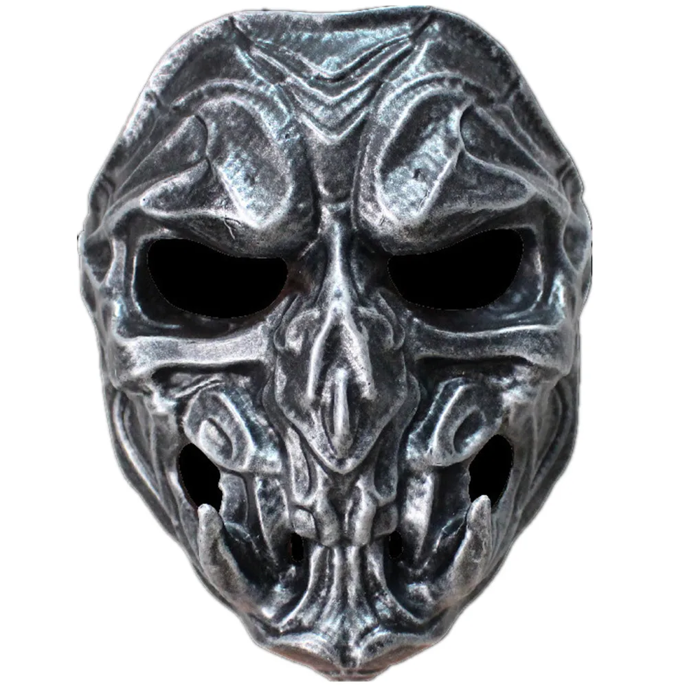 

Devil Mask Alien Skull Face Mask Halloween Party Cosplay Prajna Mask Ghost House Chamber Dress up Prop Adjustable to Wear