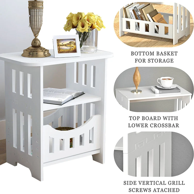 Side Table Modern Wooden Storage Table - Multipurpose Bedside & Living Room Organizer, Non-Waterproof Multi-Layer Bedside Table image 6