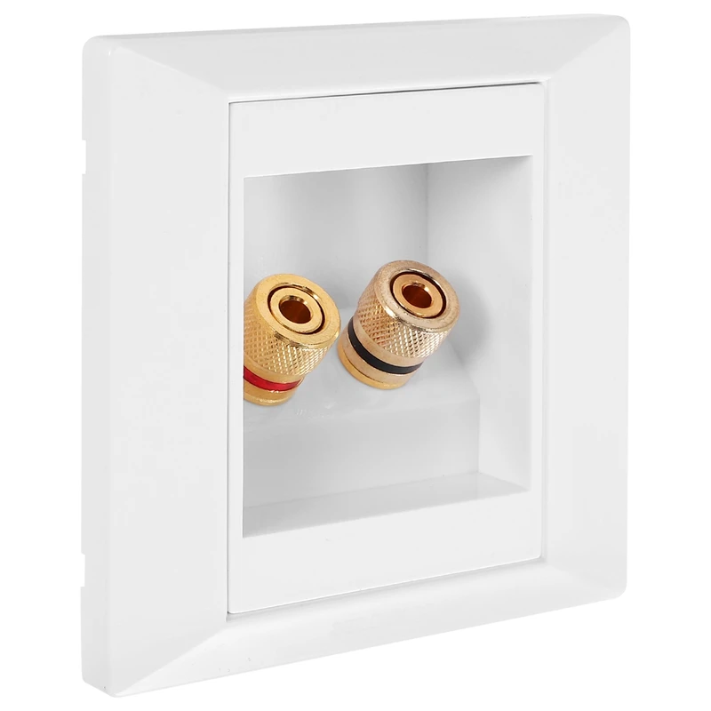 SODIAL(R)Wall Socket Connection Port with 2 Jack Speaker White