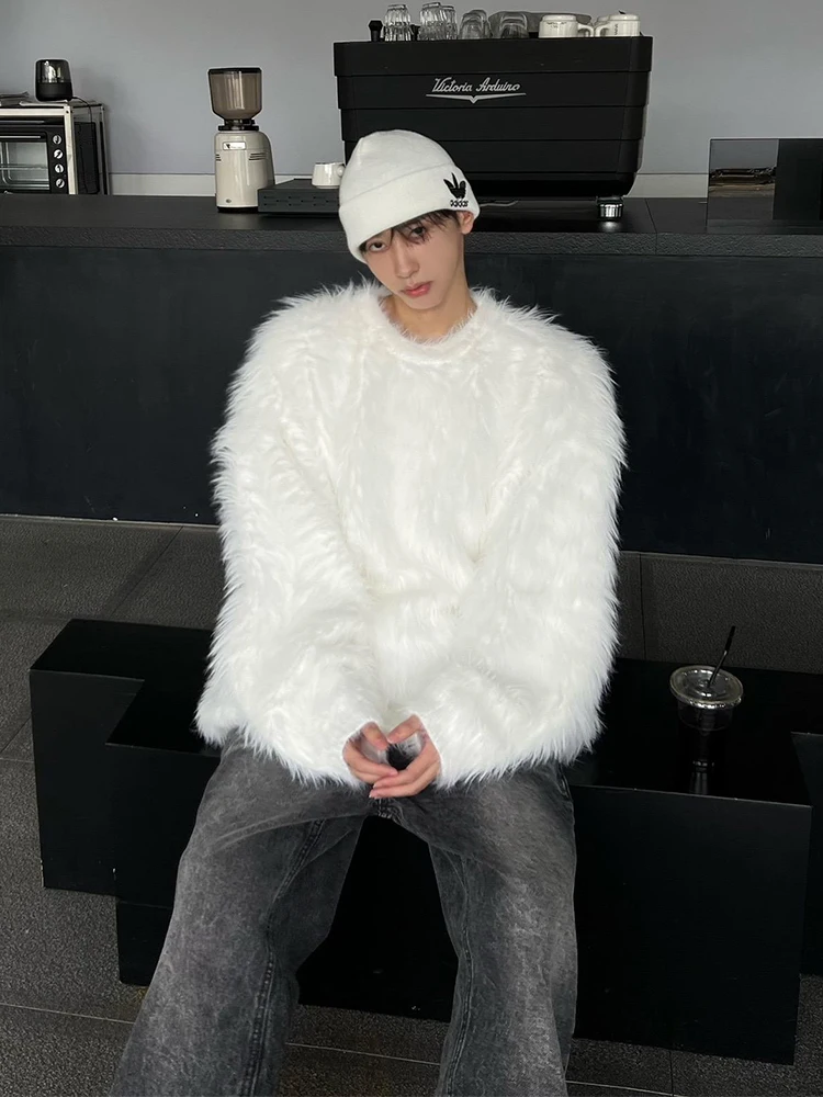 

Мужской зимний свитер Cleanfit из белой норки: мягкий вязаный базовый слой премиум-класса для американского повседневного стиля