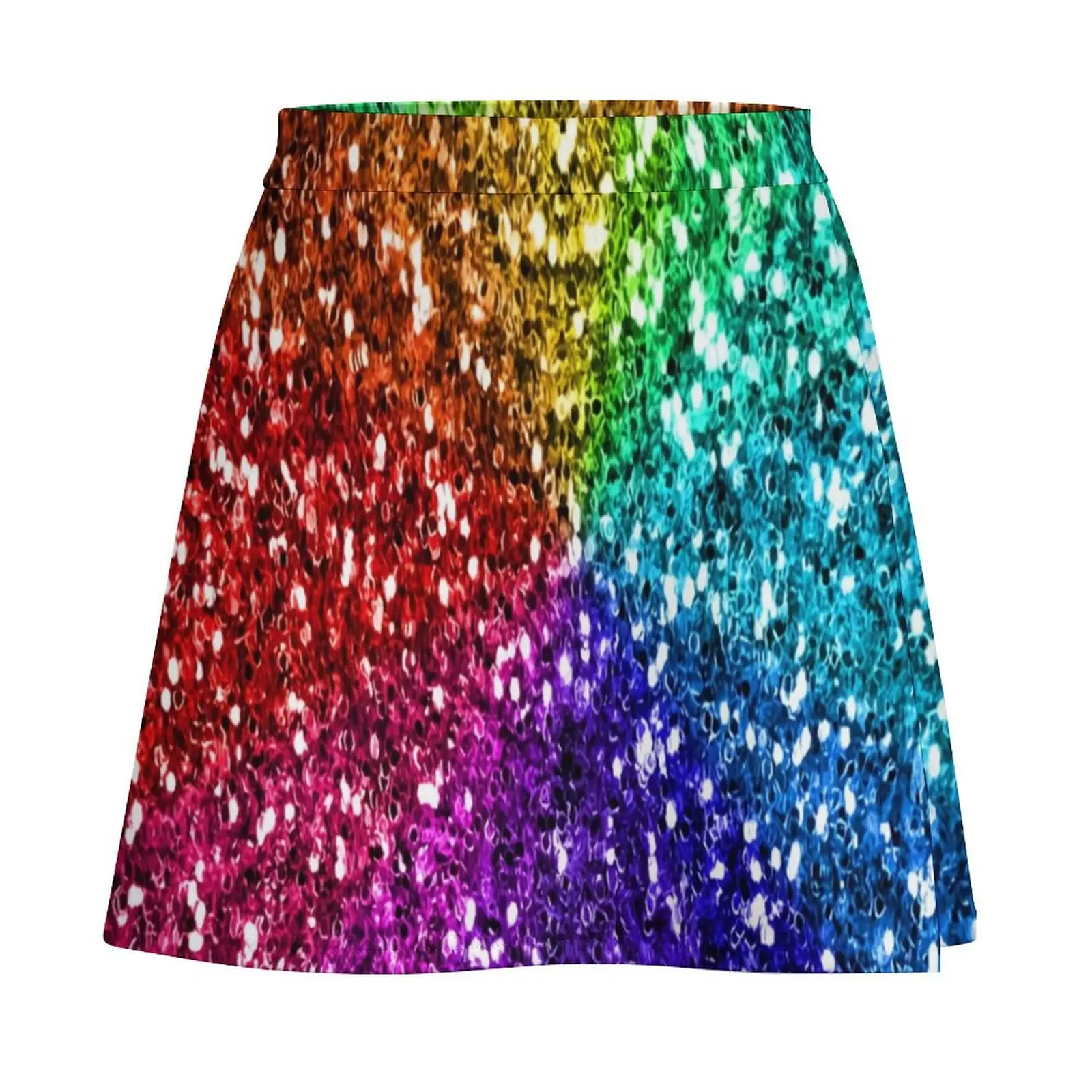 Gambar Cetak Glitter Warna-warni- Rok Mini Tidak Reflektif Rok Mini Rok Wanita Mewah Rok Korea
