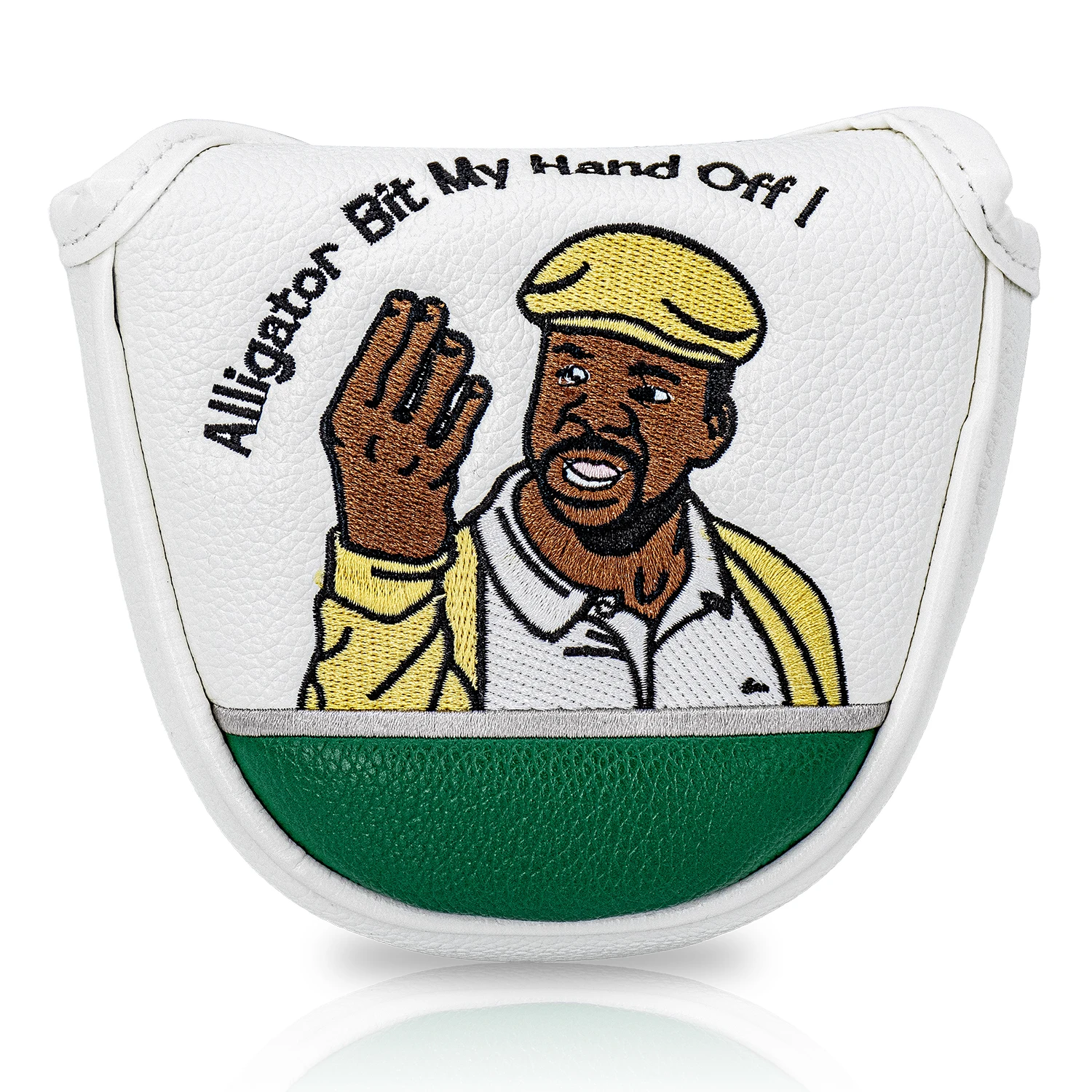 1PC Funny Character Embroidery Blade Putter Headcover, Magnetic Closure Golf Half‑Round Putter Cover, Golf Accessories Gift