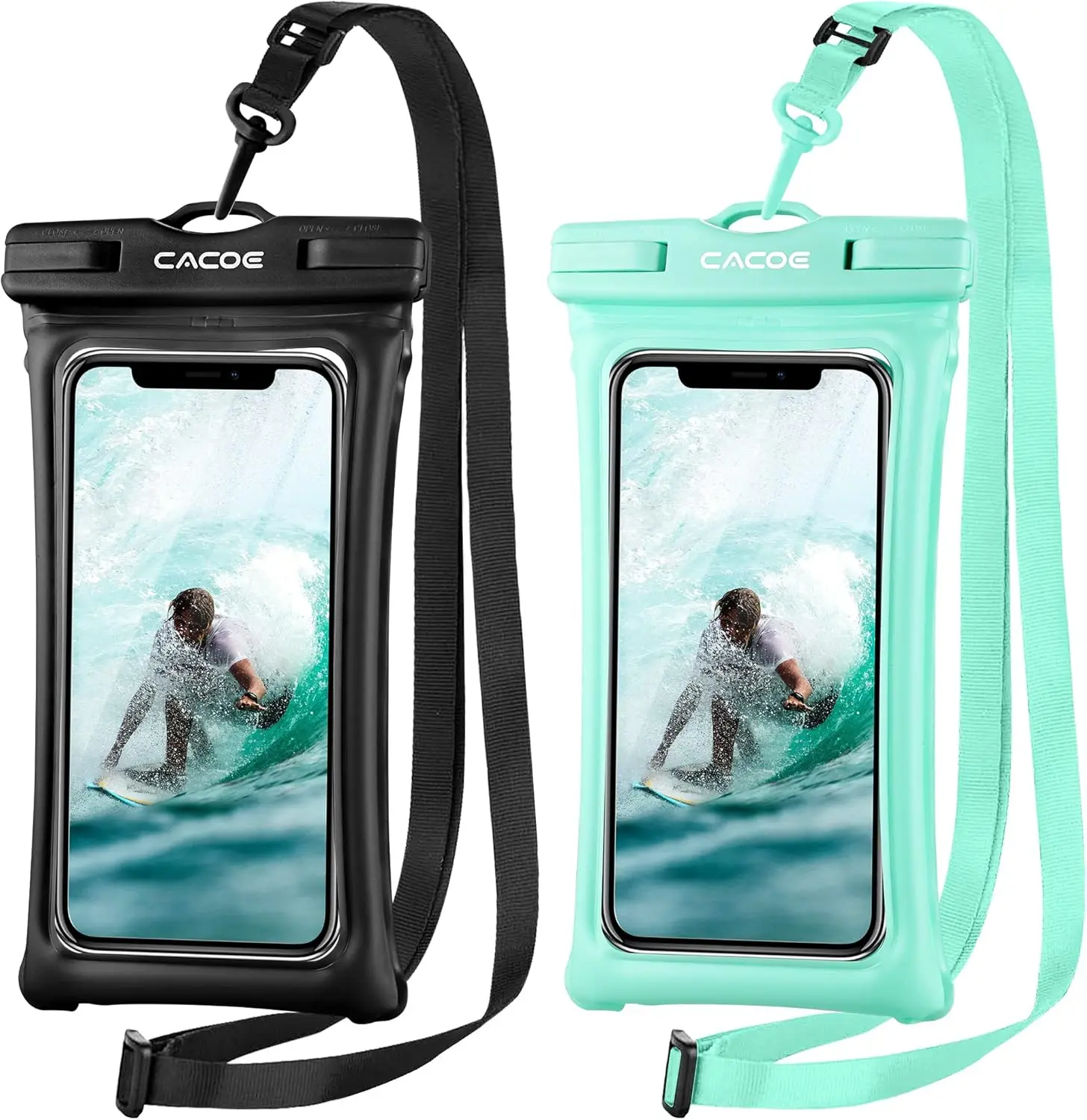 

Floating Waterproof Phone Case 2 Pack, Universal Fit up to 7.0", Adjustable Lanyard for Beach Pool Travel