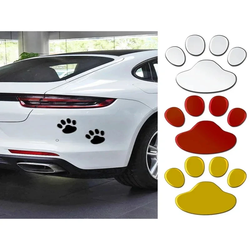 2/4/6/8pcs 3d Stickers Paw Animal Dog Cat Cool Design Bear Foot Prints Footprint Decal Car Stickers For Auto Motorcycle