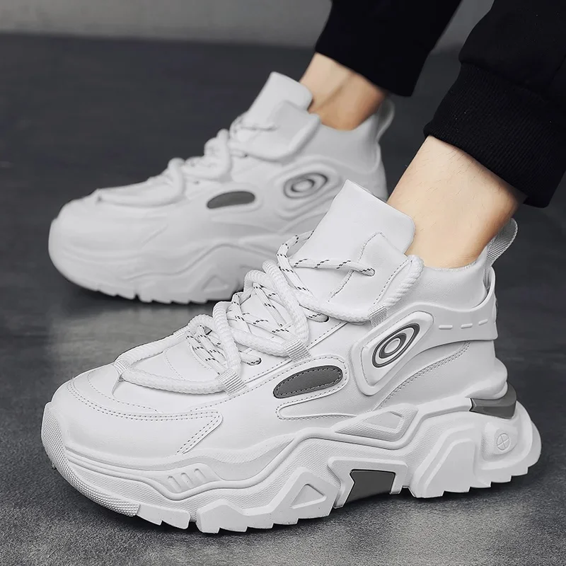 Men's High Top Dad Shoes with Thick Sole And Hidden Height 12cm Increase 10 Casual Sports Shoes for Adults Summer Synthetic