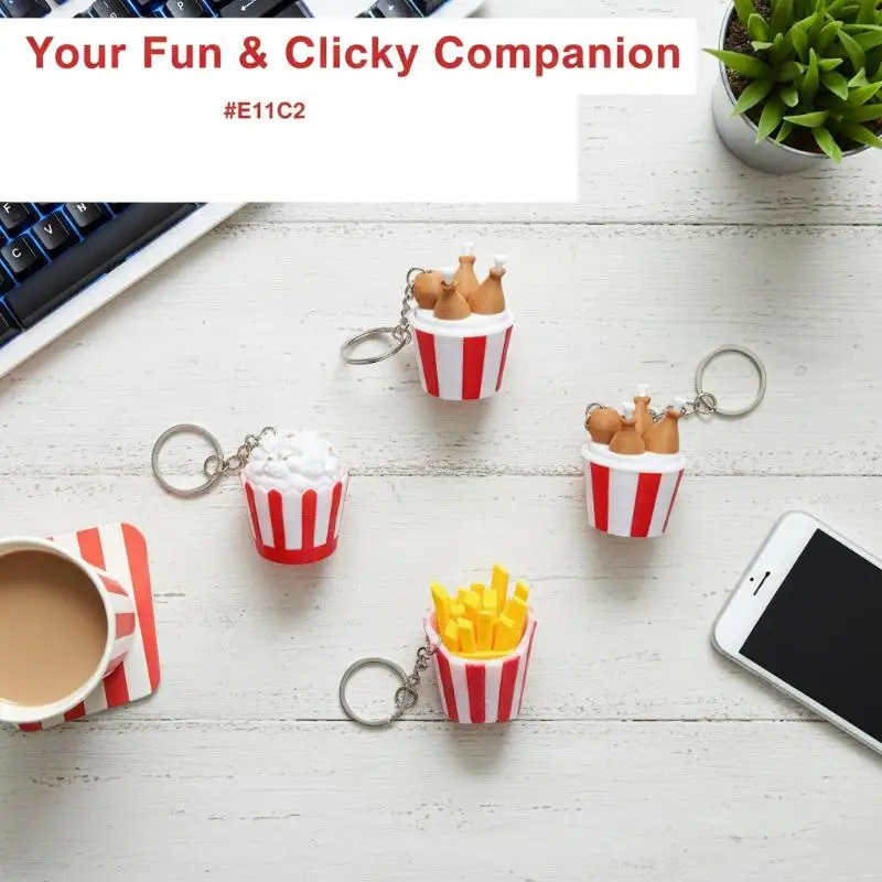 Keychain Food Shaped Button Fidget Toy for Kids and Adults Keyboard Clicker for Stress Relief Sensory Play at Work
