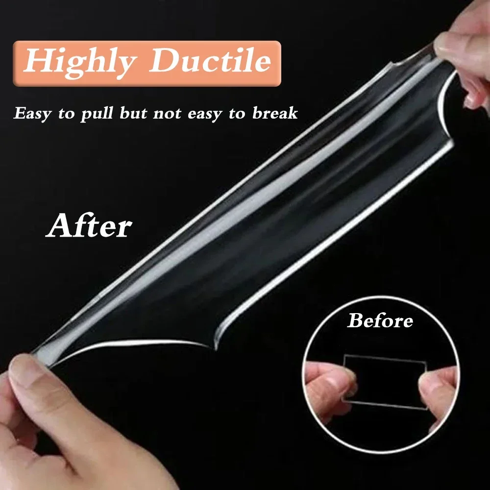 1 rolo de fita nano dupla face transparente, reutilizável, à prova d'água, fita adesiva transparente, fita de montagem, 1mm de espessura