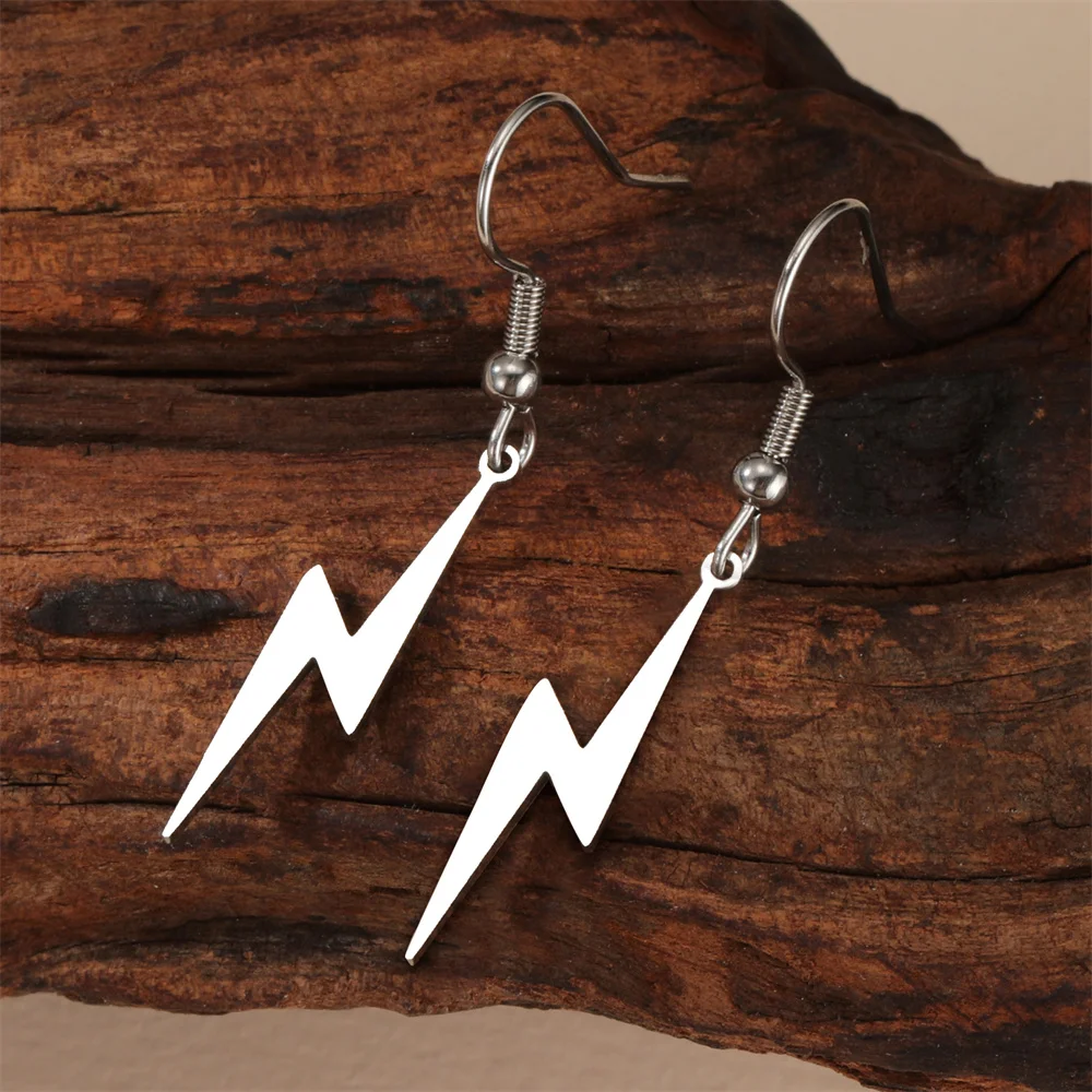 Women's Lightning Drop Earrings Stainless Steel, Punk Style