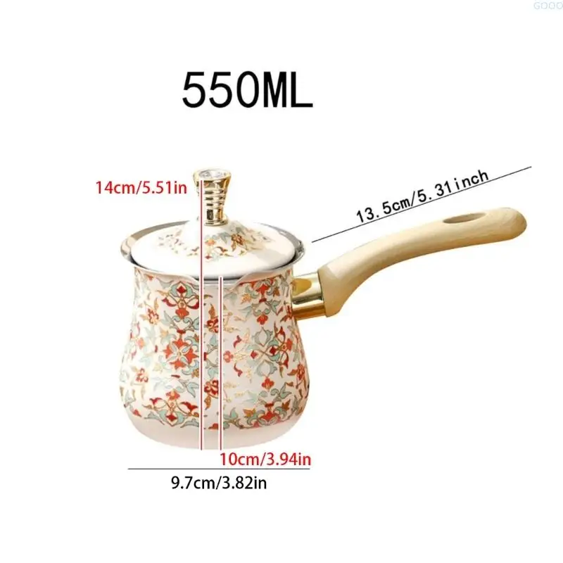 إبريق قهوة تركي من الفولاذ 23GA مع قبضة خشبية مثالي للاستخدام في المكتب المنزلي