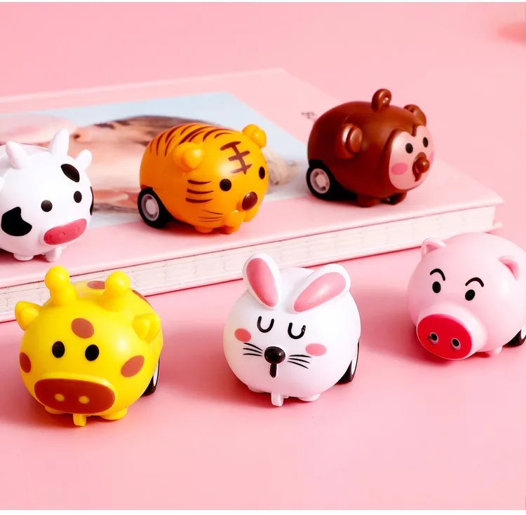 1/6 szt. Zabawki samochód z napędem Pull Back dla dzieci Mini Cartoon Animal bezwładność śliczny samochód Model dla chłopców dziewczynek urodzinowe zabawny prezent zabawki samochodowe