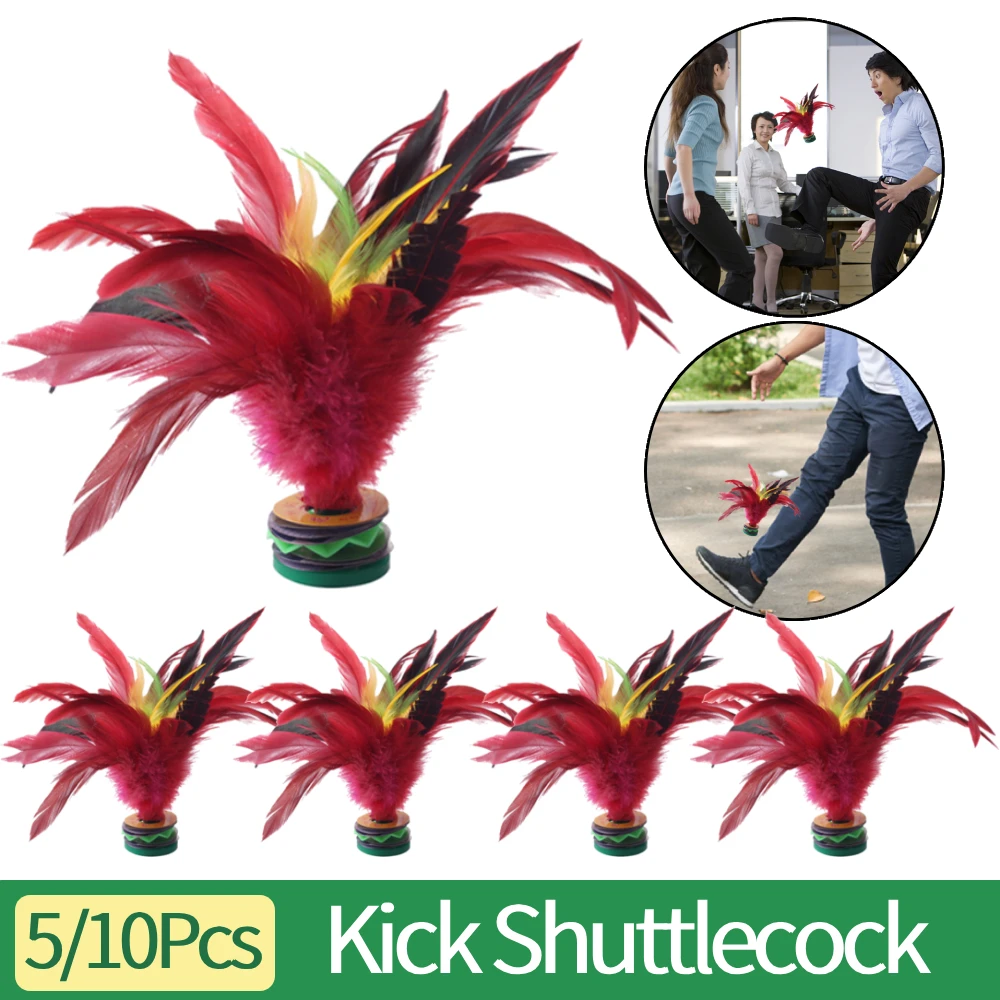 

5/10Pcs Chinese Jianzi Wear Resistant Chicken Feather Shuttlecock Portable Foot Kick Handwheel Feather Shuttlecock Outdoor Game