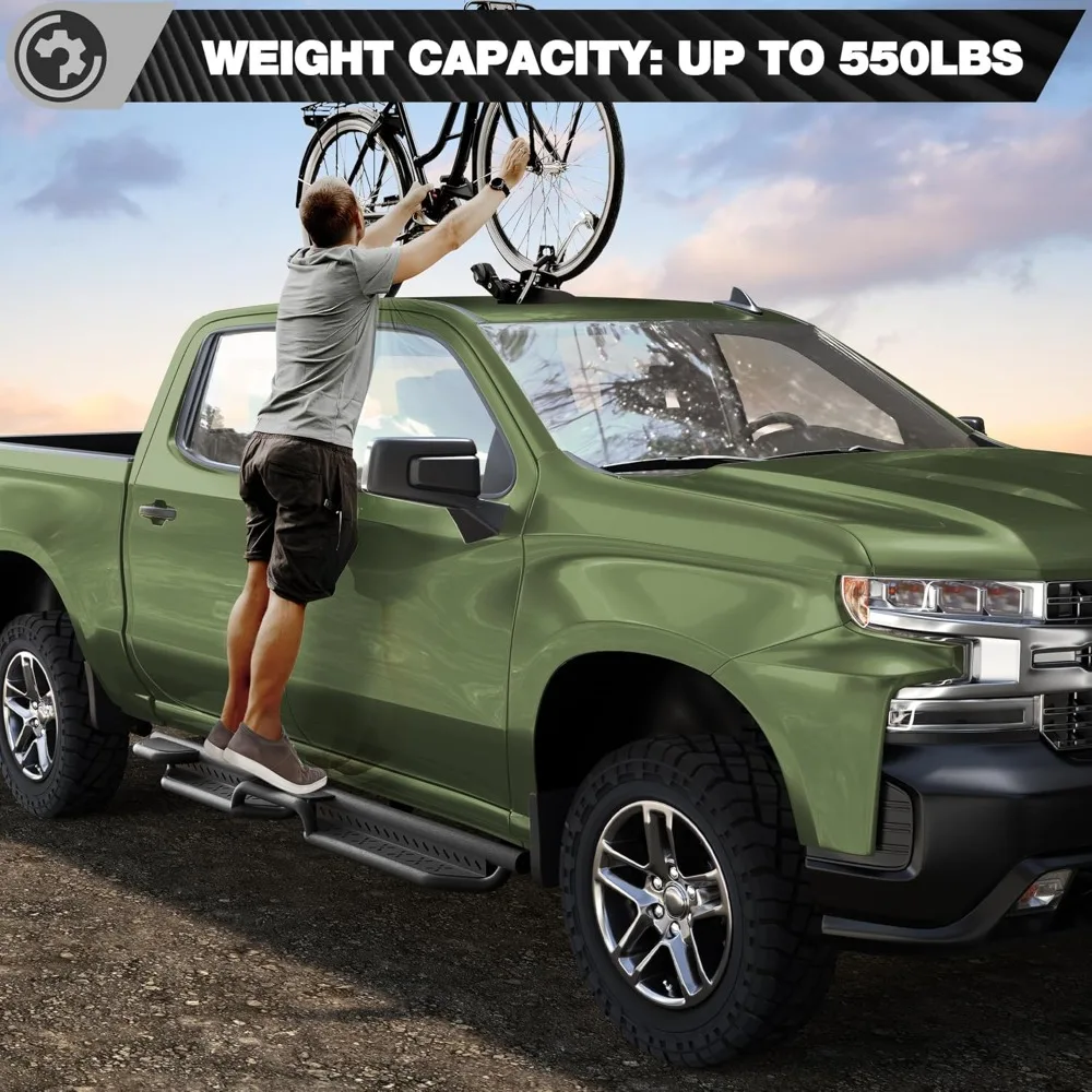 لوحات الجري خطوات جانبية خطوتين مرتفعتين متوافقة مع 2019-2025 تشيفي سيلفرادو وجي إم سي سييرا 1500، 2020-2025 شيفروليه سيلف #6