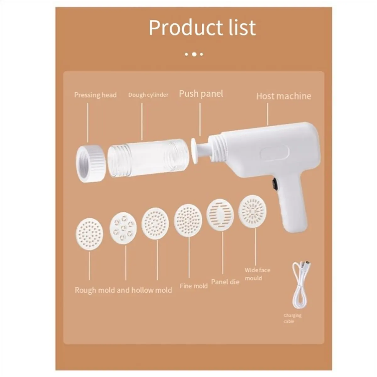 lillili Handheld Electric Pasta Maker Electric Noodle Maker High Efficiency Handheld Press Pasta Machine with 6 Molds for Home,A