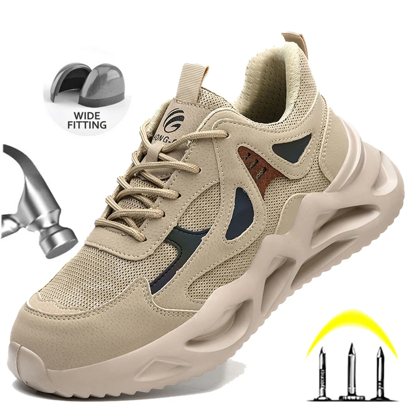 Men Safety Shoes Steel Toe Work Shoes Puncture Proof Work Sneaker Male Protective Footwear Boots Breathable Safety Boots 38-46