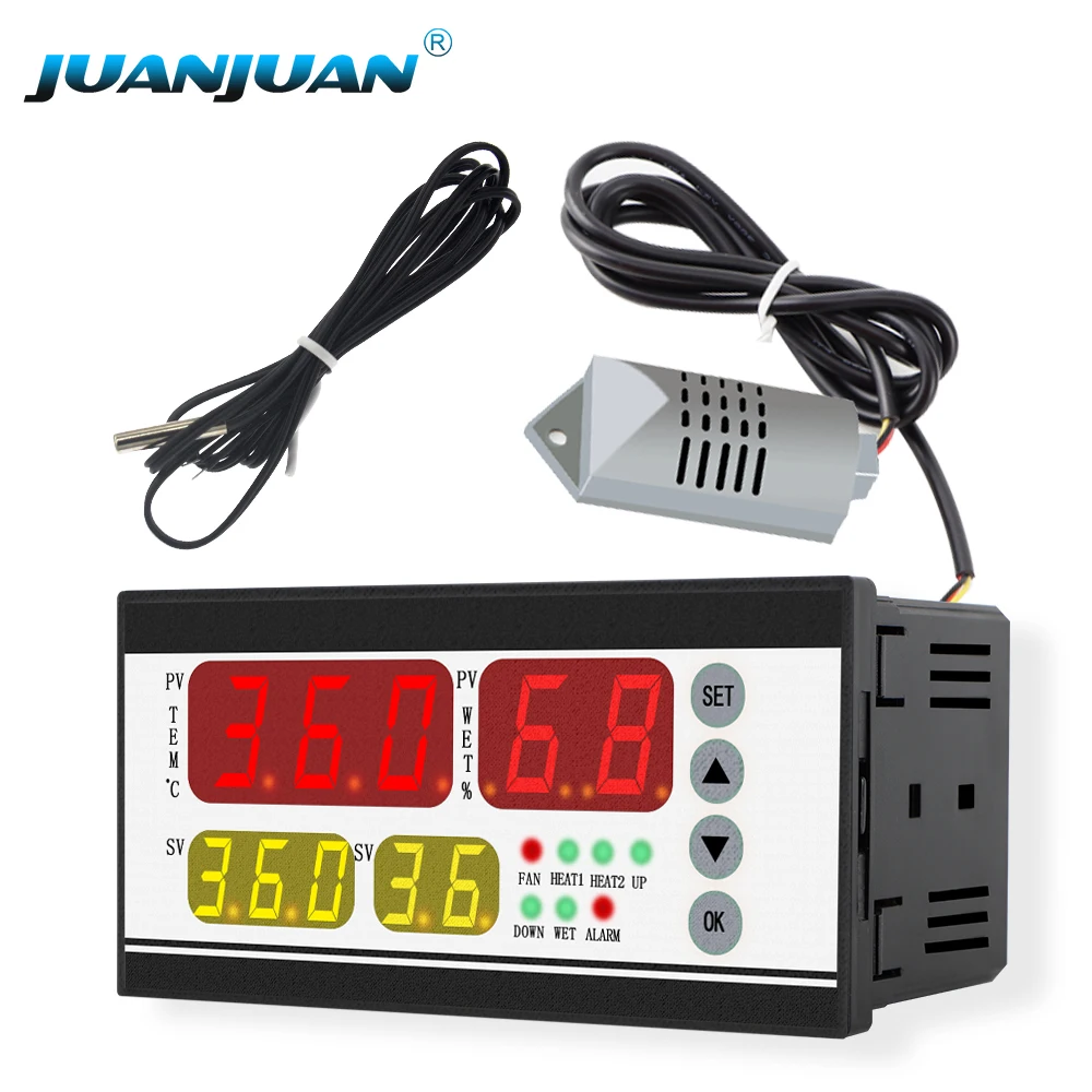 

XM-18 цифровой контроллер инкубатора для яиц, многофункциональный термостат, гигростат, регулятор температуры и влажности с сенсорным зондом