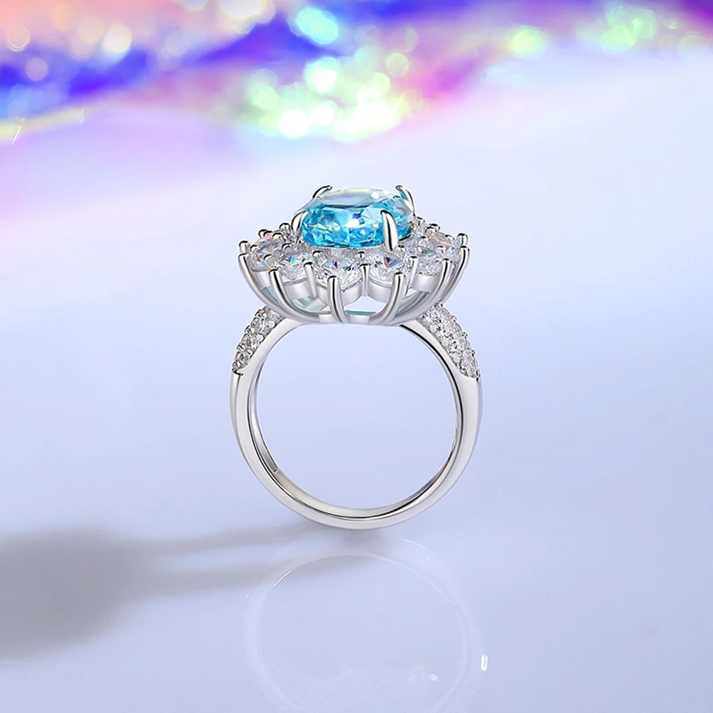 Imagem -05 - Wong Rain-oval Rubi Aquamarine Anel de Pedras Preciosas para Mulheres 925 Prata Esterlina Diamante de Alto Carbono Coquetel 10x14 mm