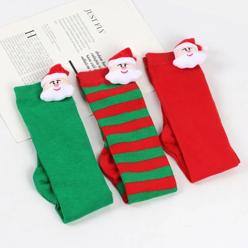 Warme Strümpfe für Kinder für Weihnachten, oberschenkelhohe Socken für Festivals, dehnbare Wintersocken, atmungsaktive Leggings, Beinwärmer 15UB