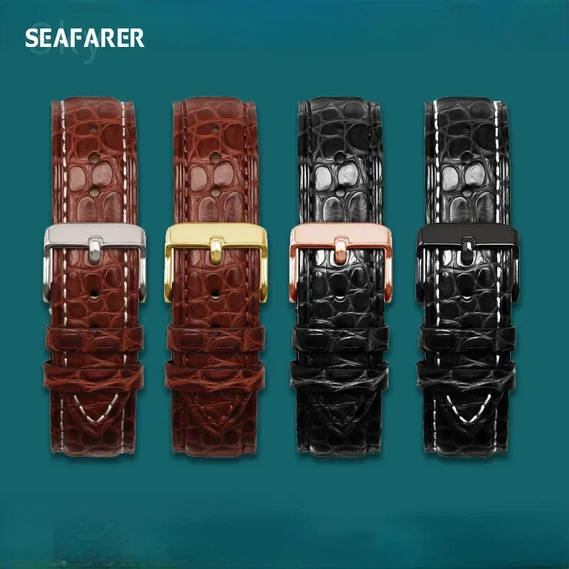 Genuine Leather Crocodile Skin Watch Band Men's Watch Strap for Armani Tissot Fossil Citizen  Huawei Watch Bracelet 22mm