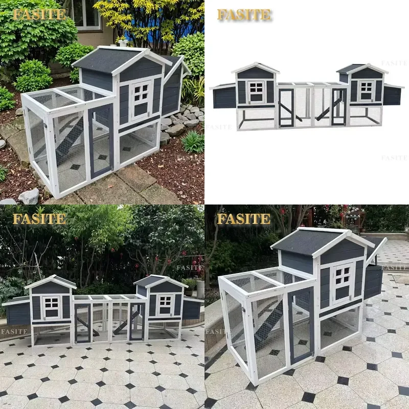 For Chicken Coop Mobile Wooden Poultry Cage with Nesting Box Durable Outdoor Hen House for Small Spaces Backyard Farming