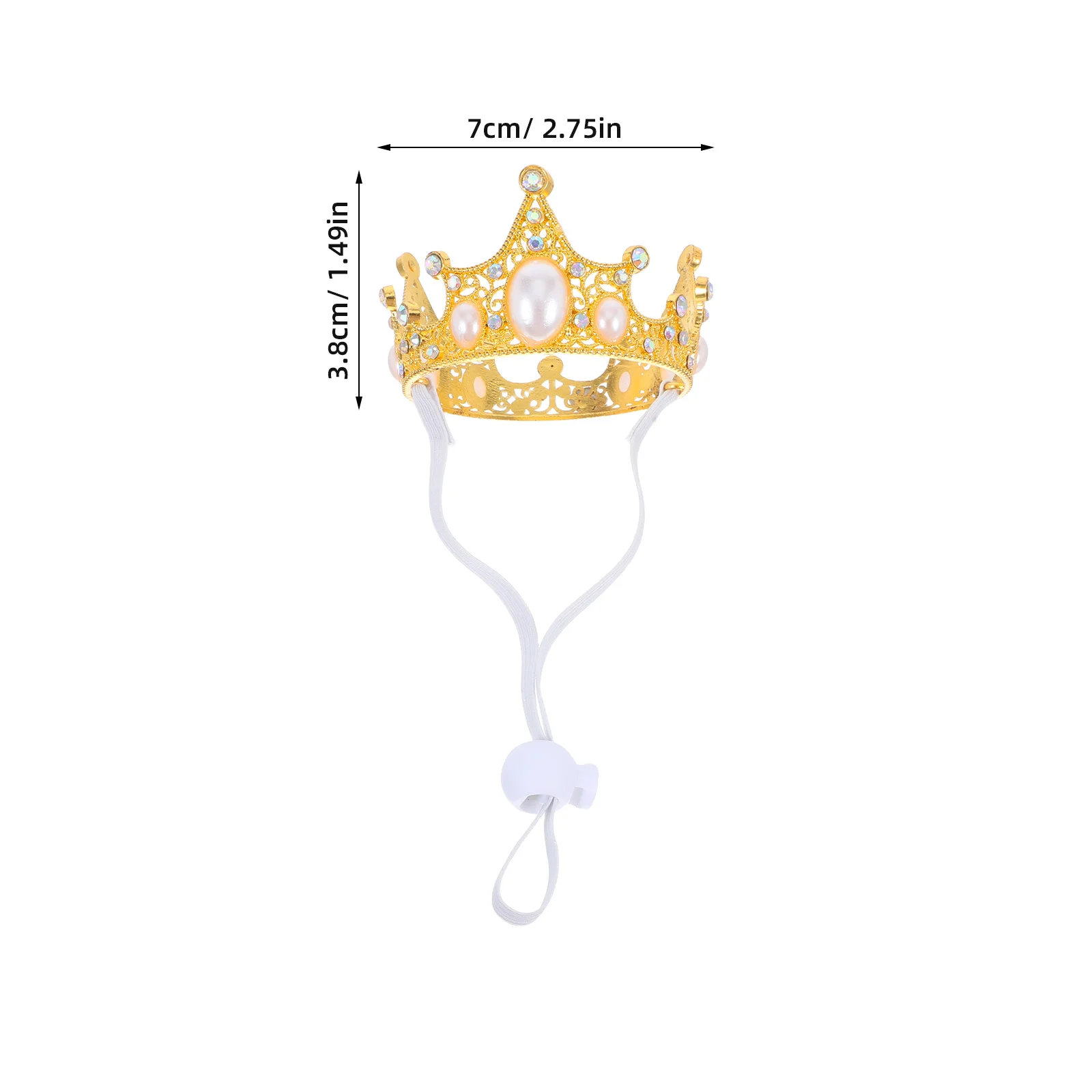 ペットクラウン 調節可能なストラップ 小型犬用クラウンハット 誕生日パーティー 結婚式 お祝いイベント ゴールデン合金 耐久性のある写真小道具