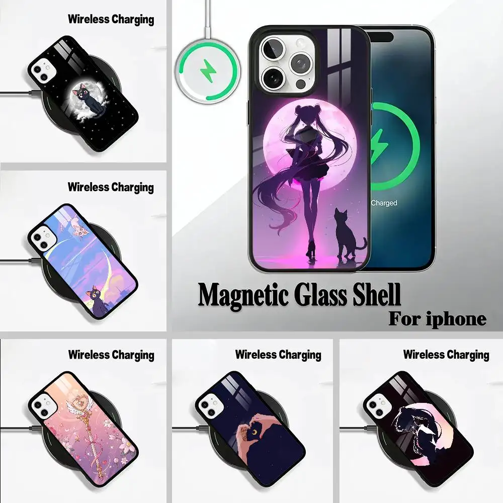 

S-Sailor- Moon For IPhone17 16 15 14 13 12 11 Plus Pro Max Plus Wireless Charger Phone Case