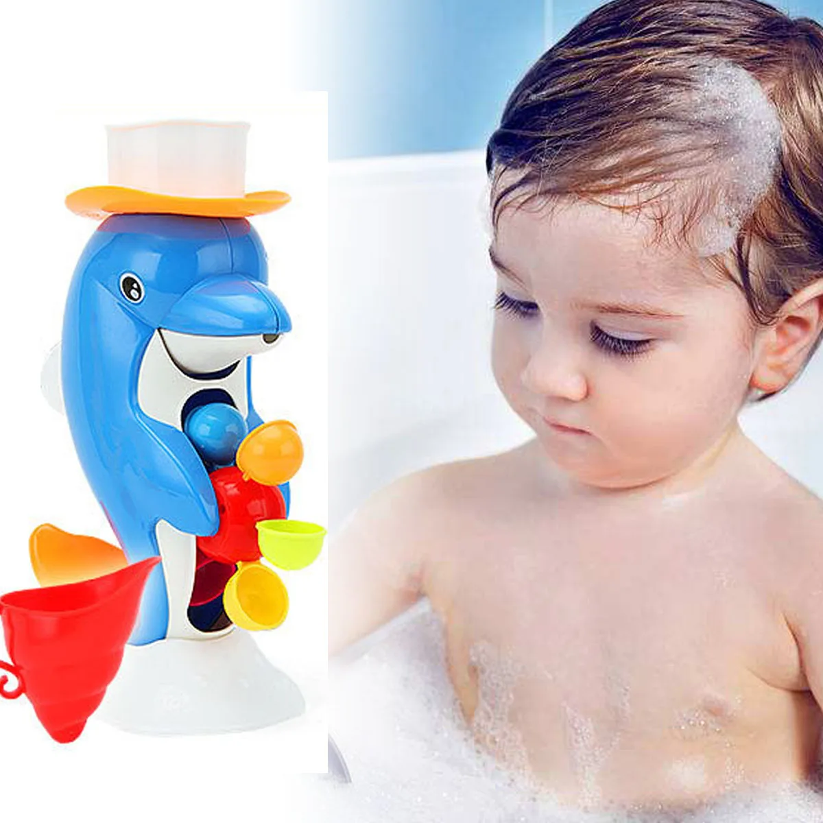 أداة رش مياه الاستحمام للأطفال الصغار من DELAM-1Pcs، حوض استحمام دولفين #3