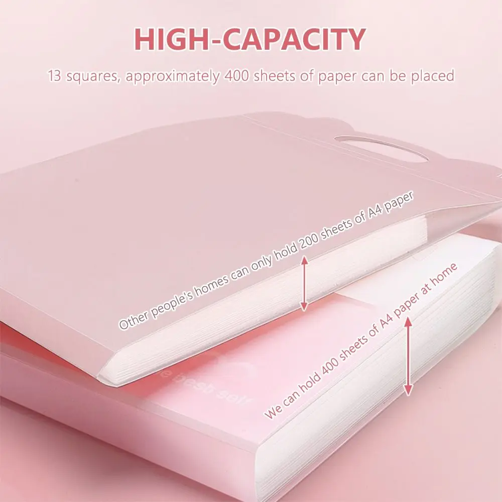 

New PP File Folder Large Capacity Portable Test Paper Storage Bag 13-Layer Classified File Organizer Gift
