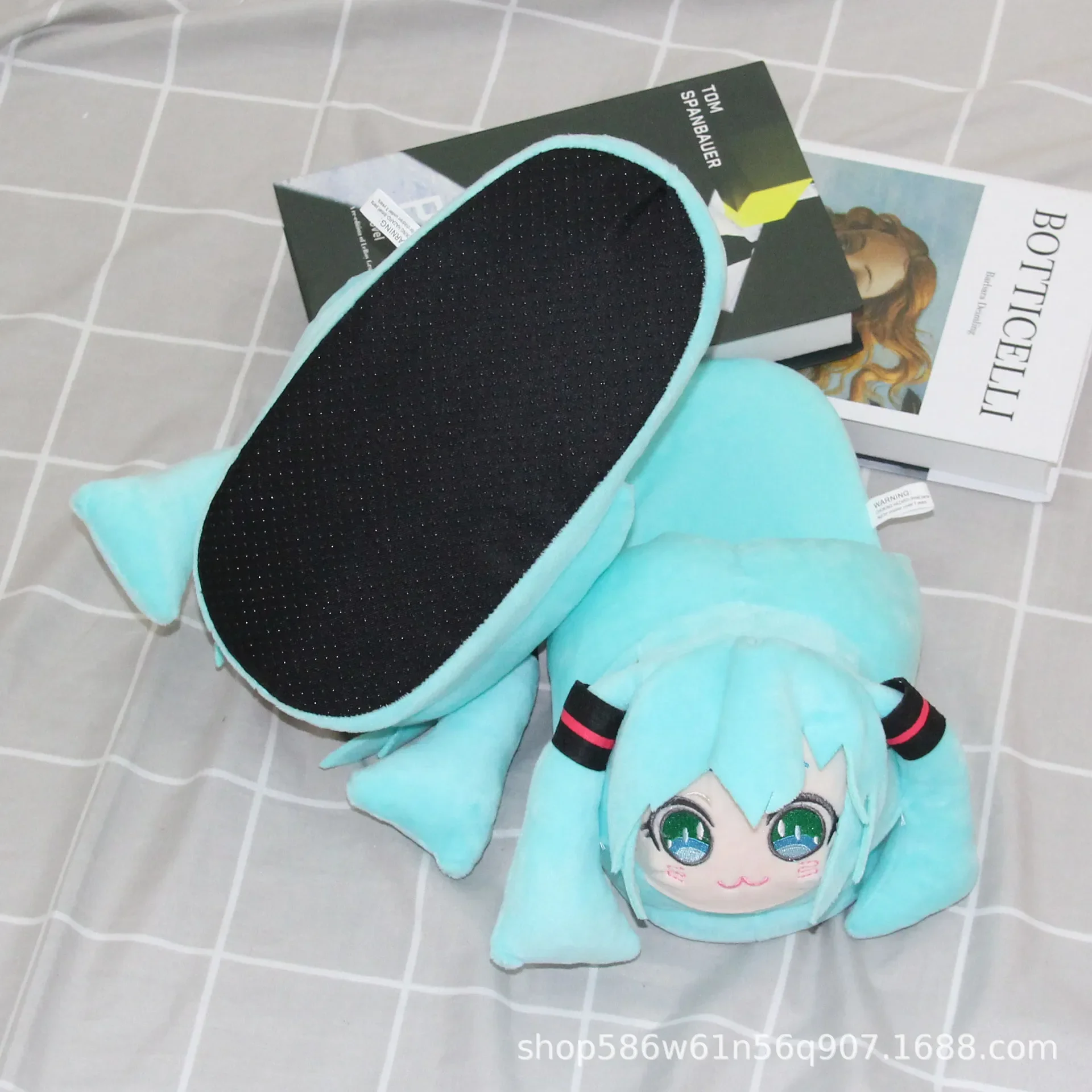 Anime Cartoon Hatsune Miku pantofole viola carino mezzo pacchetto scalogno madre morbido cotone pantofole inverno casa scarpe calde regalo