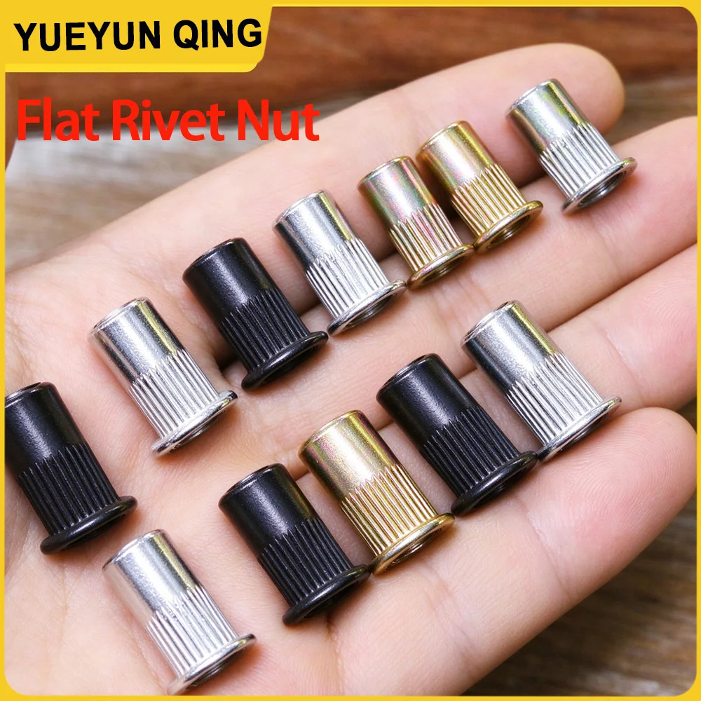 Flange Flat Rivet Nut Metal Clamp Lock Nuts Metric Thread Rivnut Carbon/Stainless Steel Aluminum Rivets M3 M4 M5 M6 M8 M10 M12