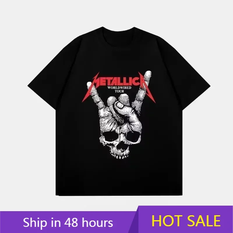 

METALLICAT Band T-SHIRT Men Fashion American Street Hip Hop Rock Band Short Sleeve Girl
