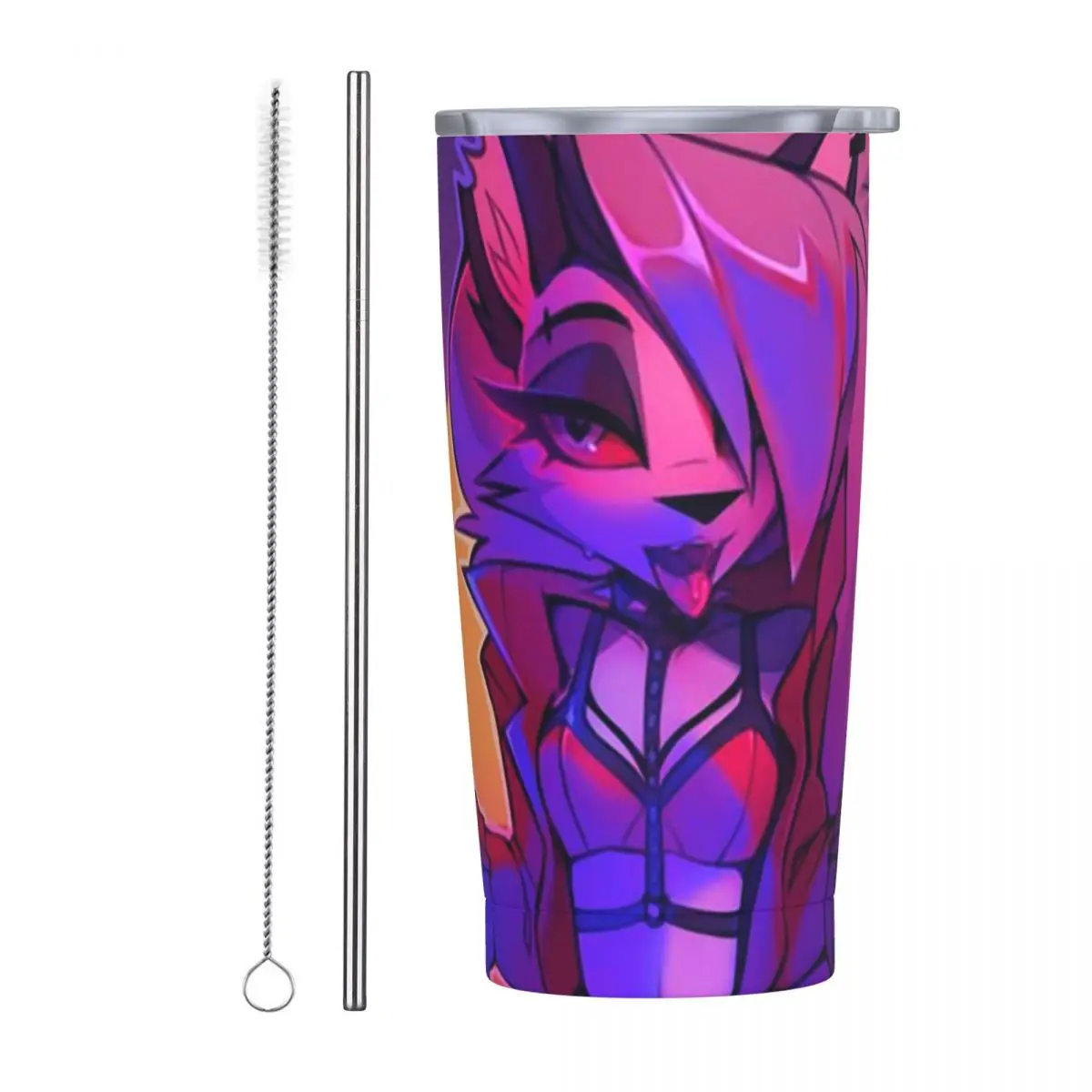 Loona Collage Helluva Boss Anime Stainless Steel Tumbler Vacuum Insulated Mugs Thermal Cold Bottle Straw With Lid 20oz