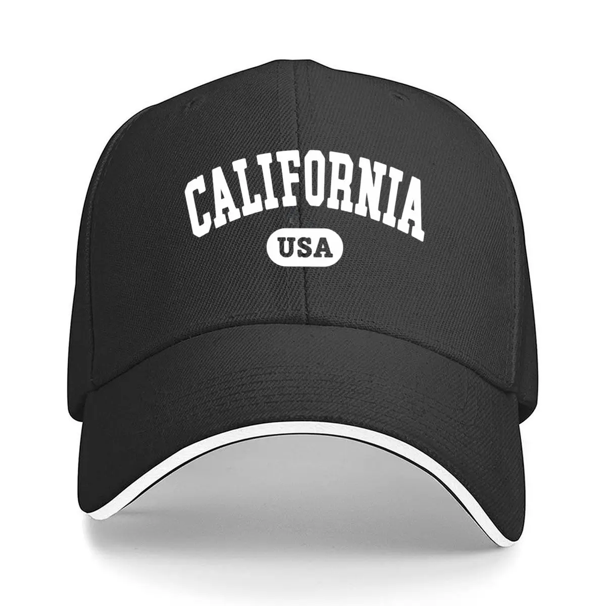 California USA Faded White Collegiate Typography Sandwich Baseball Cap Women Unisex Male
