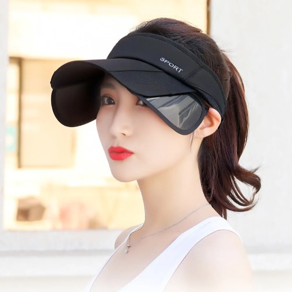 

Casual Scalable Sports Sun Hat Sunscreen Wide Brim Empty Top Hat Visor UV Protection Summer Baseball Cap Fitness