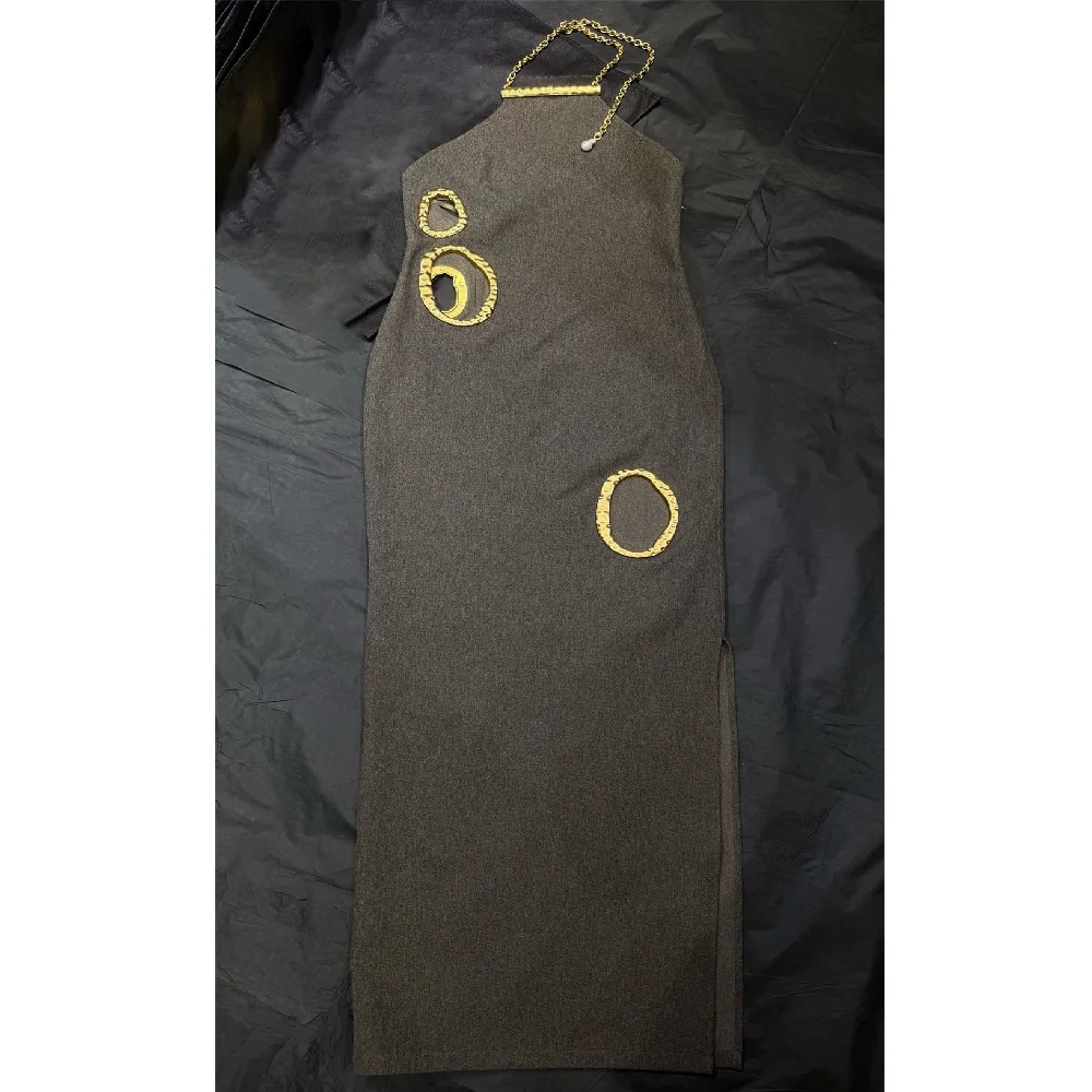 فستان نسائي صيفي موديل 2026 برقبة رسن مع صدرية بإبزيم معدني، فستان ضيق مثير للنساء، حمالة صدر جديدة للحفلات Y2K #5