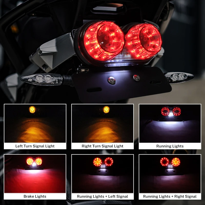 Universal 12V Motorcycle LED Brake Tail Light Signal Lights LED Integrated Tail Light with License Plate Bracket image 5