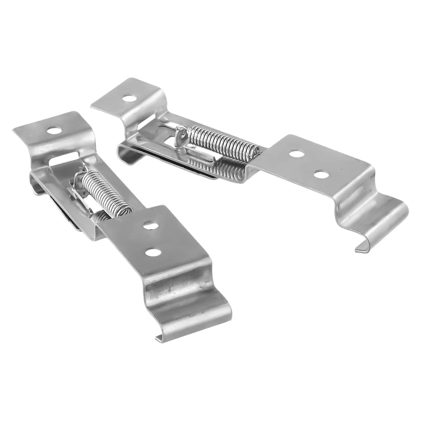 2Pcs Rectangular Car License Plate Spring Loaded Stainless Steel Bracket Anti-theft Frame Number Plate Clips Spring Holder