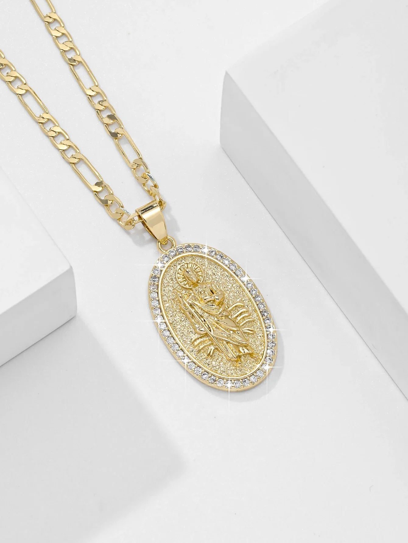 Judas Saint Guardian Necklace 14K Gold Plated Zircon Pendant Symbol of Faith Essential Necklace for Catholics