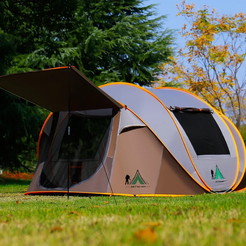 Imagem -03 - Barraca Pop up Automática para Camping ao ar Livre Toldo Familiar à Prova de Chuva Portátil Pegola de Praia Carro Autônomo Bbq Relief Tarp 34 Pessoas