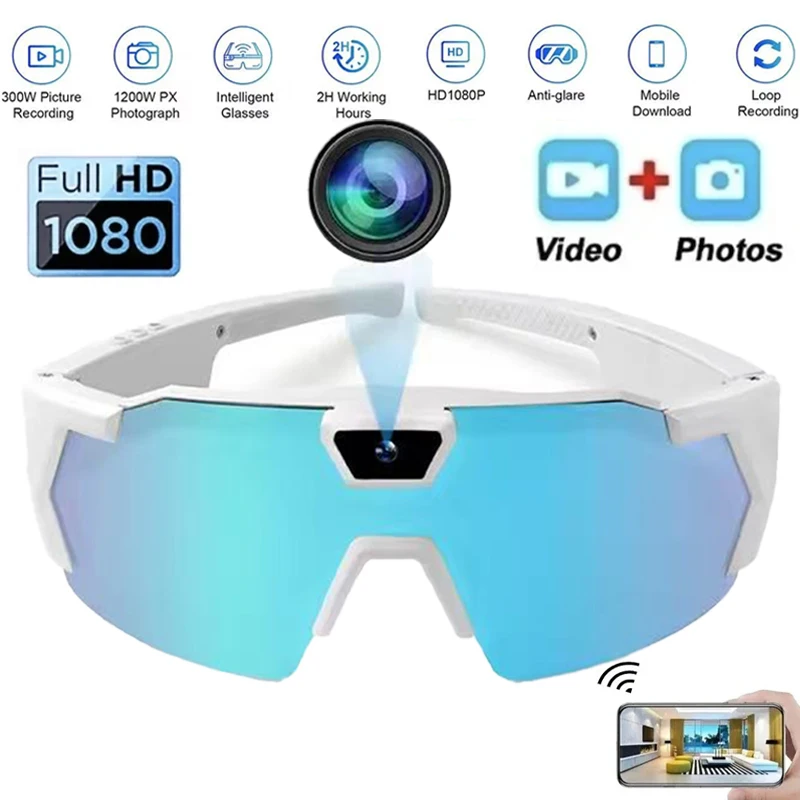 HD نظارات الفيديو عمل كاميرا النظارات الشمسية النظارات الذكية نظارات رياضية دراجة خارجية دراجة نارية سائق مسجل 1080P المشي كام