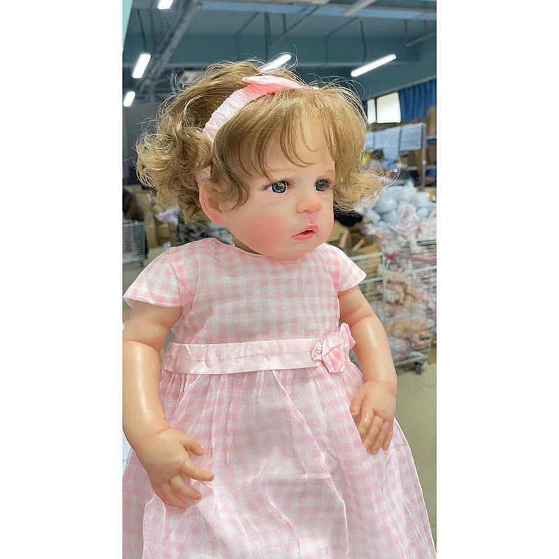 24inch Already Painted Finished Girl Doll Reborn Toddler Sandie Standing Doll Popular Lifelike Soft Touch 3D Skin Art Doll