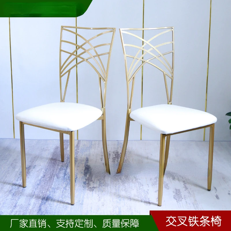 Creative reinforced iron bar chair banquet wedding chair golden hotel restaurant dining chair outdoor wedding chair