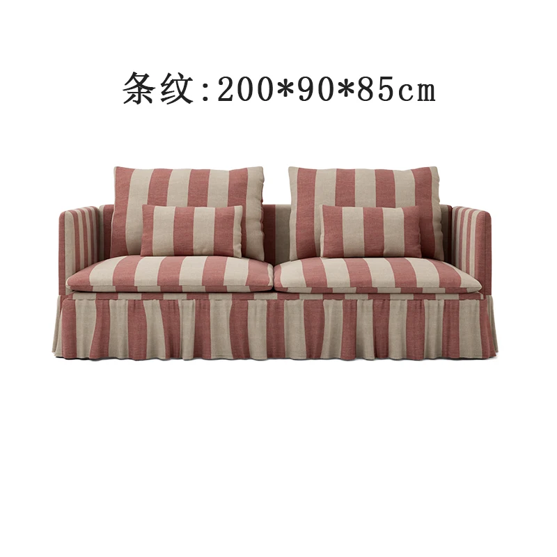 Double Straight row striped sofa pastoral fabric living room sofa