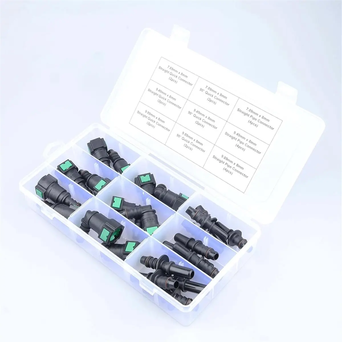 24PCS Assorted Line Quick Connector Kit, SAE 7.89mm & 9.49mm & 9.89mm to 8mm Male & Female Push on Connector