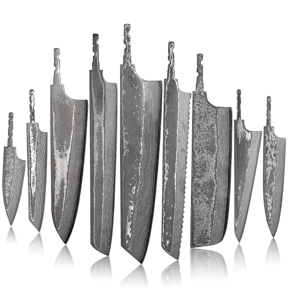 F.YOUNG DIY Japanese Damascus Steel Kitchen Chef Knife Blank Blade VG10 Full Tang Integral Hand Forged Sharp Edges Making Tools