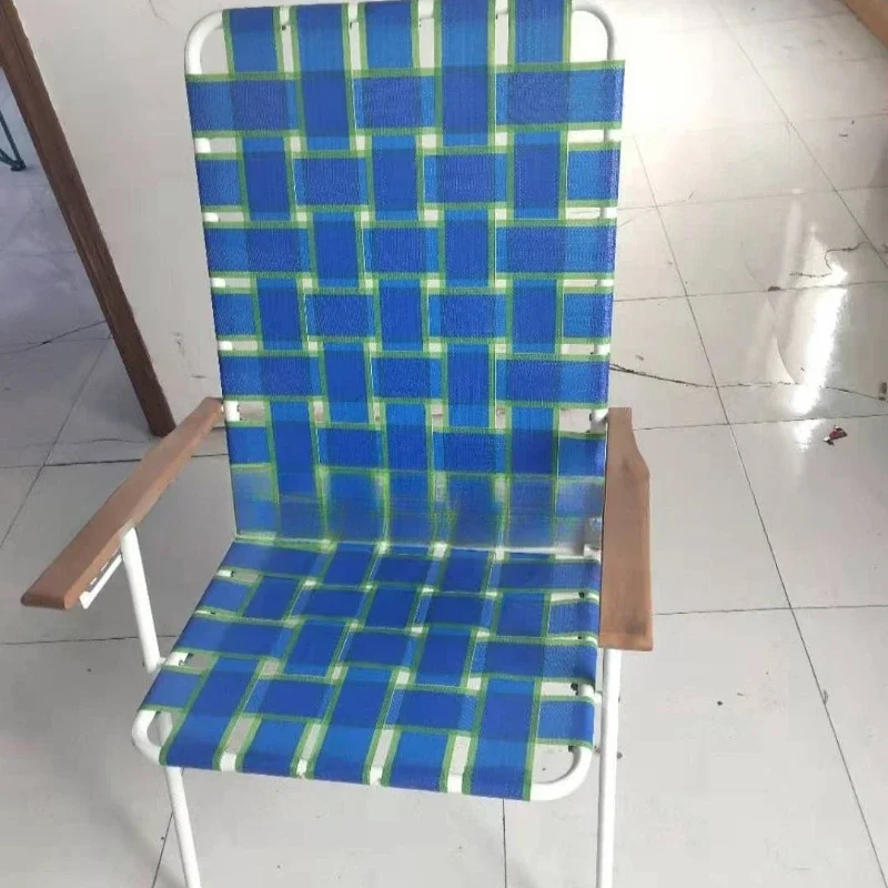 Elevated wood armrest strap chair Adjustable four-speed wood armrest folding chair Foreign trade courtyard chair