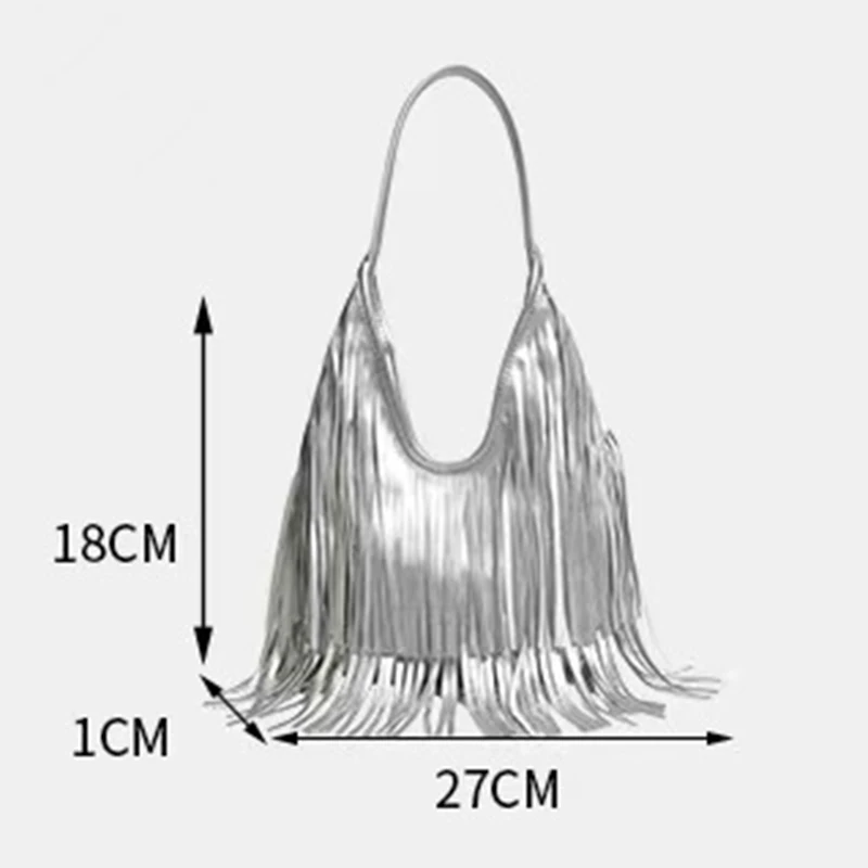 Bolso de mano con borlas largas para mujer, bolsos de hombro a la moda para mujer, bolso de mano de cuero PU suave, bolso informal para axila hobos, bolso de mano para mujer