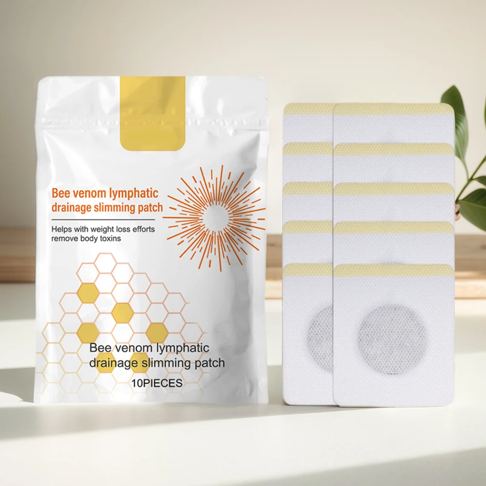 

10 шт./пакет, пластыри с пчелиным ядом, стимулирующие кровообращение, лимфодренаж, пластырь для похудения, Детокс, наклейка на брюшной пупок для женщин и мужчин