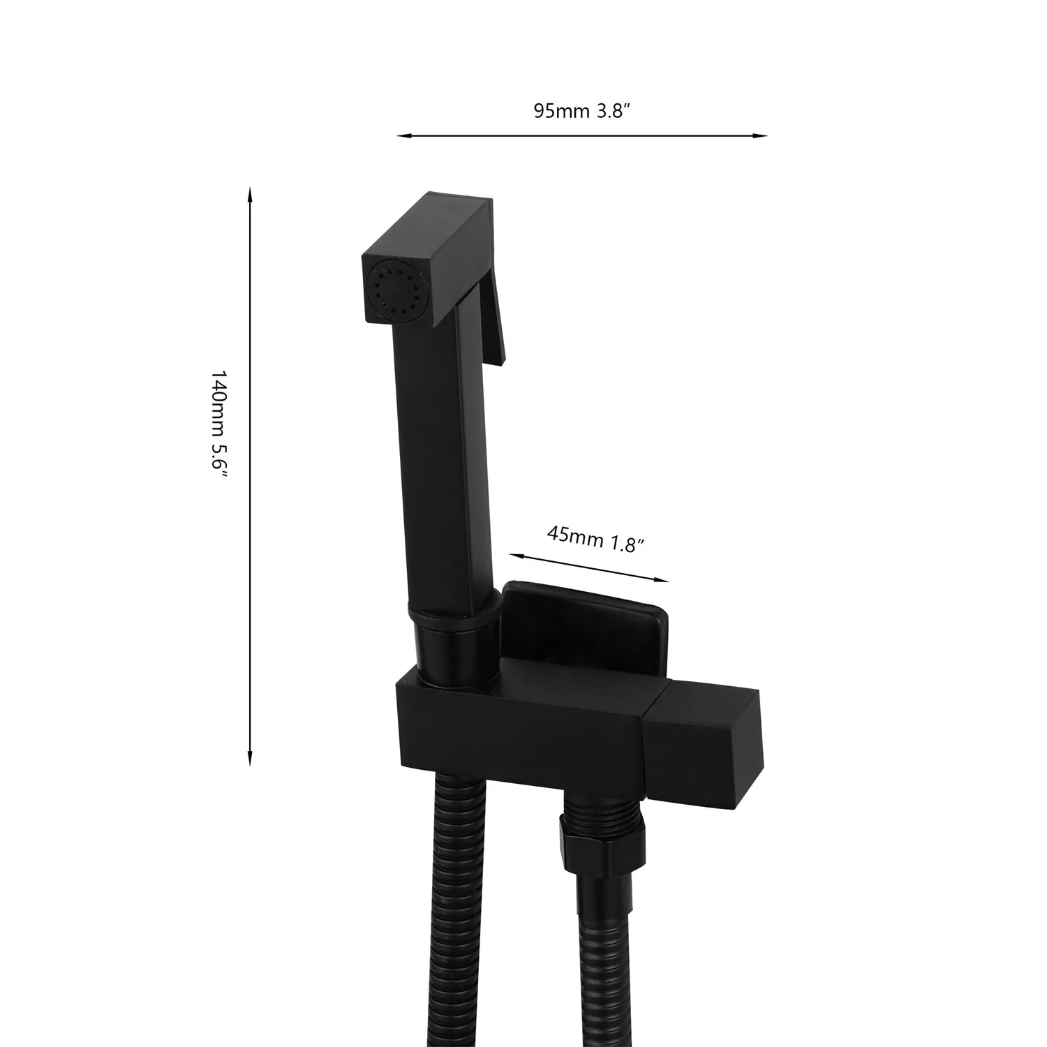 KEMAIDI Black Bidet Sprayer Set Cold Water Bidet Sprayer Faucet for Toilet Stainless Steel Square Handheld Bidet Attachment Set image 6